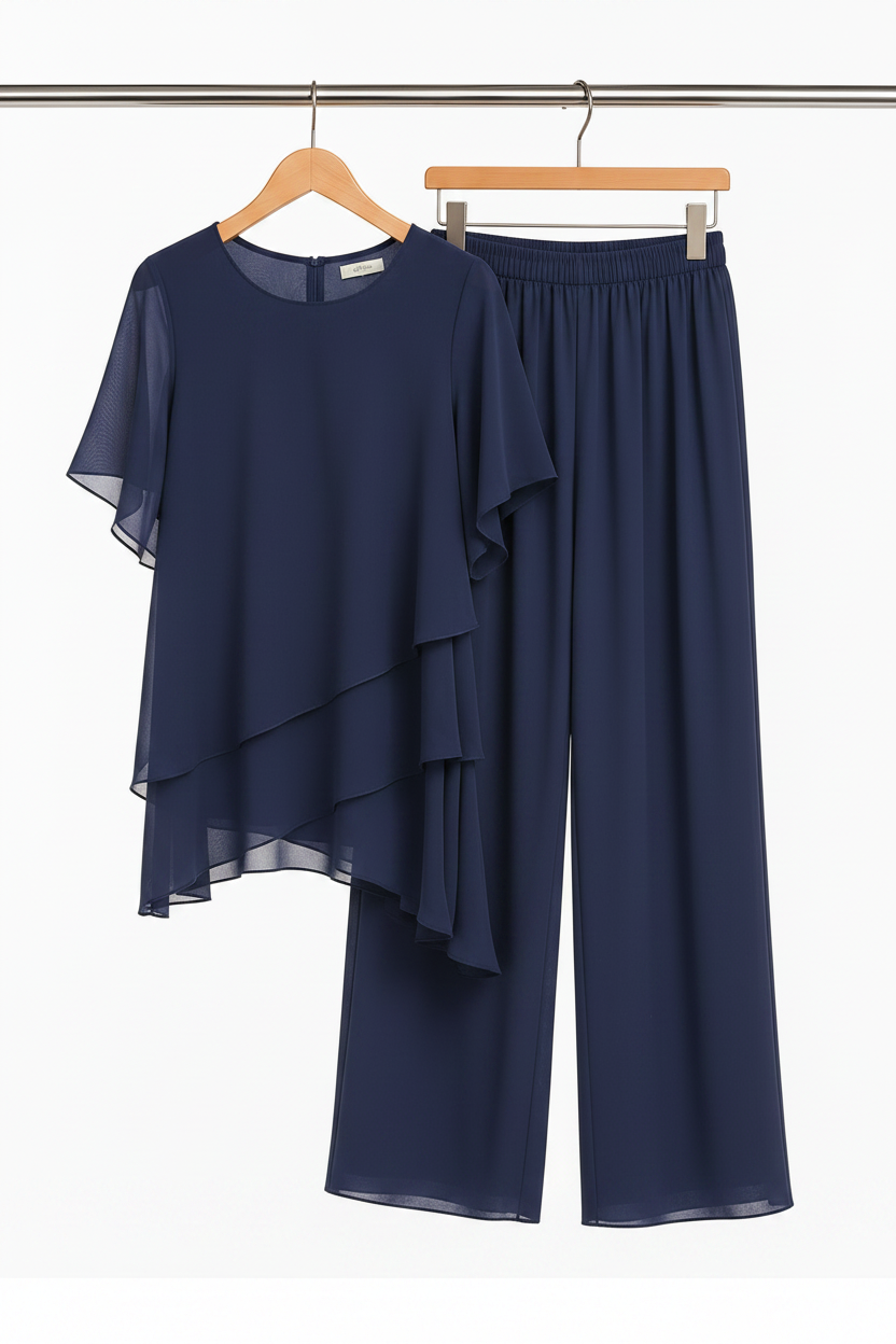Conjunto chifón azul marino